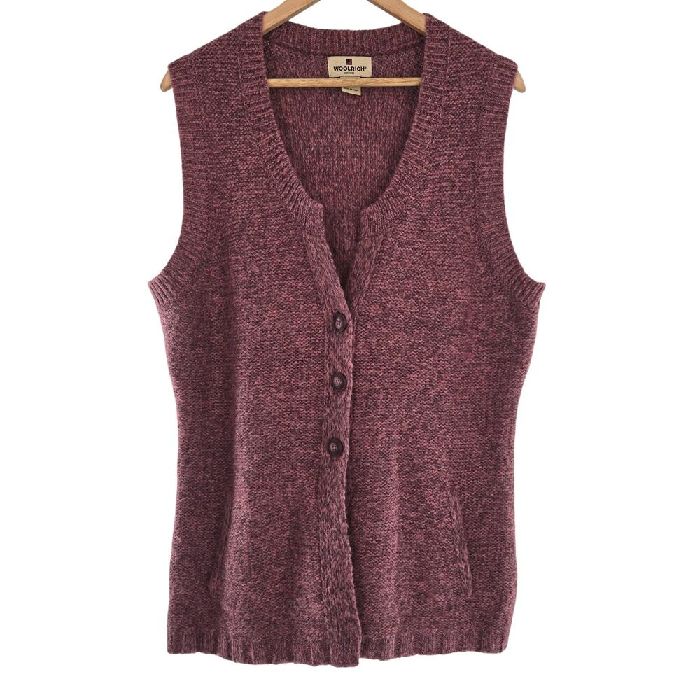 Woolrich Women Grandpa Cottage Cabin Granola Girl Wool Blend Pink Sweater Vest L